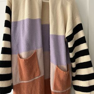 Anthro Lost + Wander Sadie Striped Sleeve Cardigan
